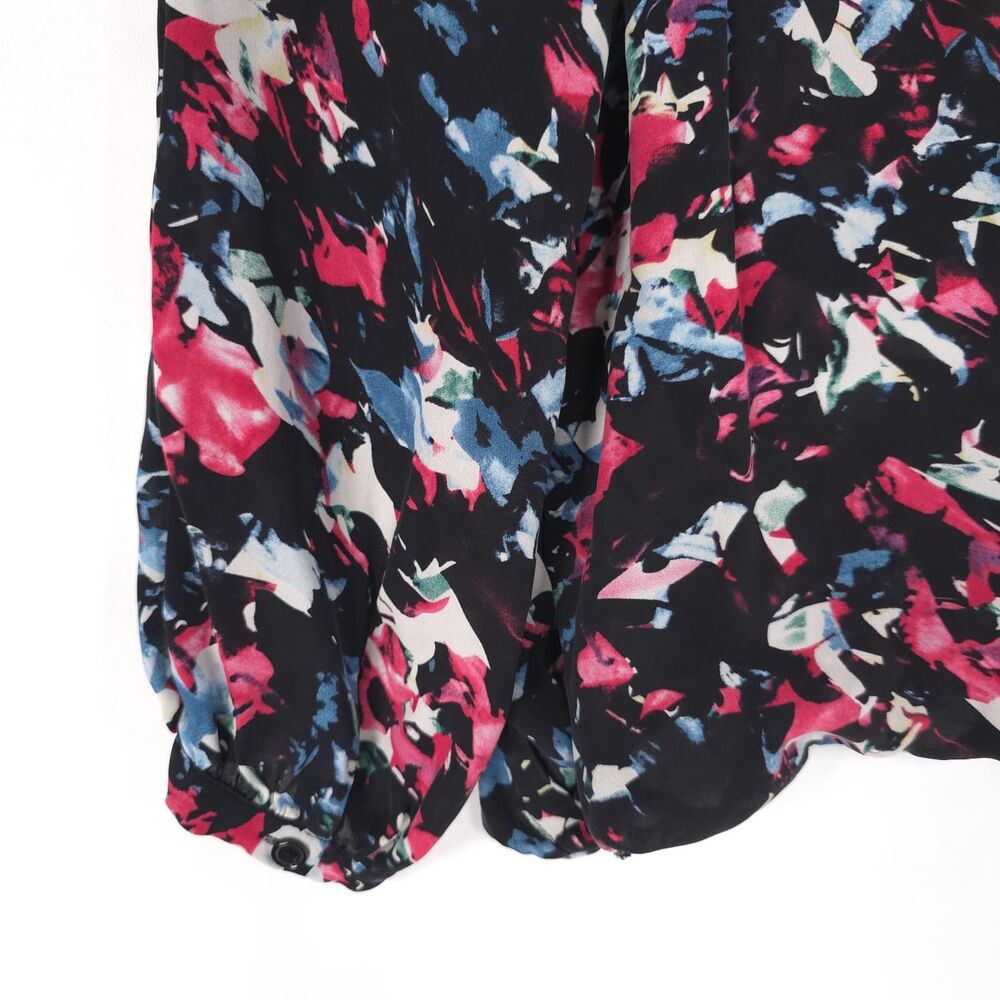 PARKER Women's Top Blouse MEDIUM Floral Multicolor Keyhole V Neck P5H1449GEP - Picture 8 of 10